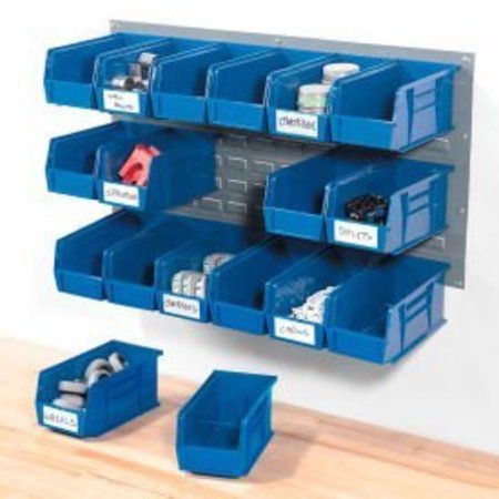 GLOBAL EQUIPMENT Wall Bin Rack Panel 36 x19 - 18 Blue 5-1/2x11x5 Stacking Bins 550201BL